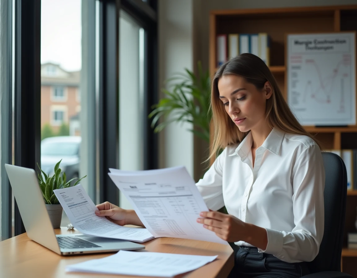 Économiste de la construction comparant les bulletins d'indices BT et les factures fournisseurs pour protéger les marges
