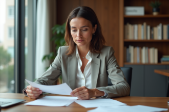 Femme confiante dans un bureau à domicile moderne