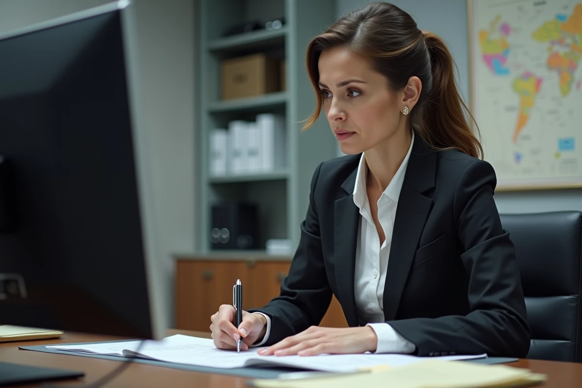 Femme professionnelle examinant un dossier au bureau