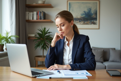 Femme d affaires en réunion dans un bureau lumineux