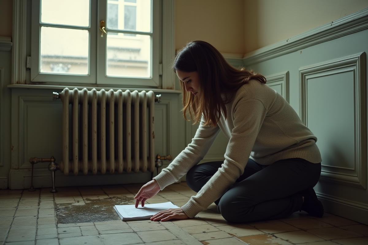 Jeune femme examinant une tache d