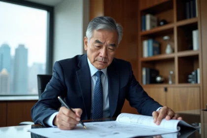 Homme d'affaires en costume dans un bureau moderne