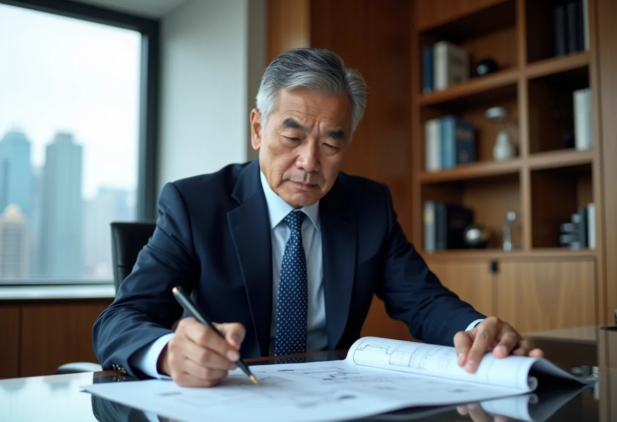 Homme d'affaires en costume dans un bureau moderne