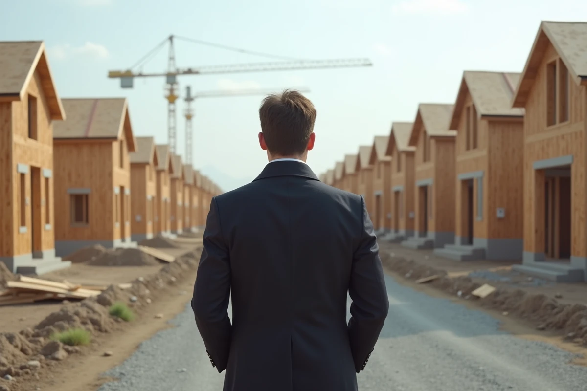 Jeune homme professionnel observant un chantier de construction en plein air