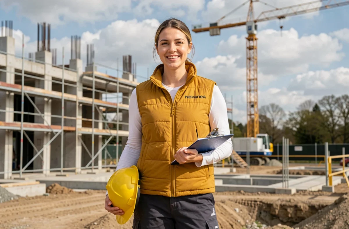 Coordinatrice de chantier Novanea sur un site de construction dans le Val-d'Oise