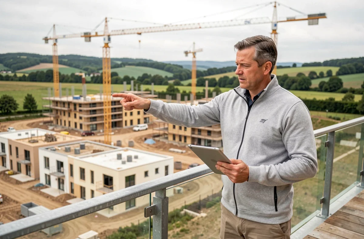 Urbaniste de Promogim supervisant un chantier de construction résidentielle dans le Val-d'Oise